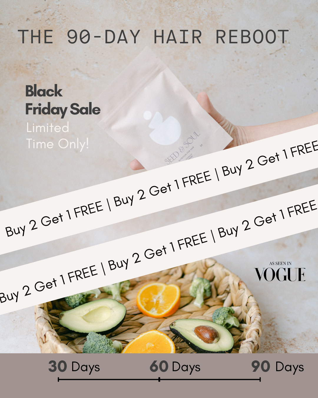 Black Friday Offer | 90 Hair Reboot | Buy 2 get 1 FREE + FREE Shipping + FREE Menopause Hair Survival Guide (worth £9.99)